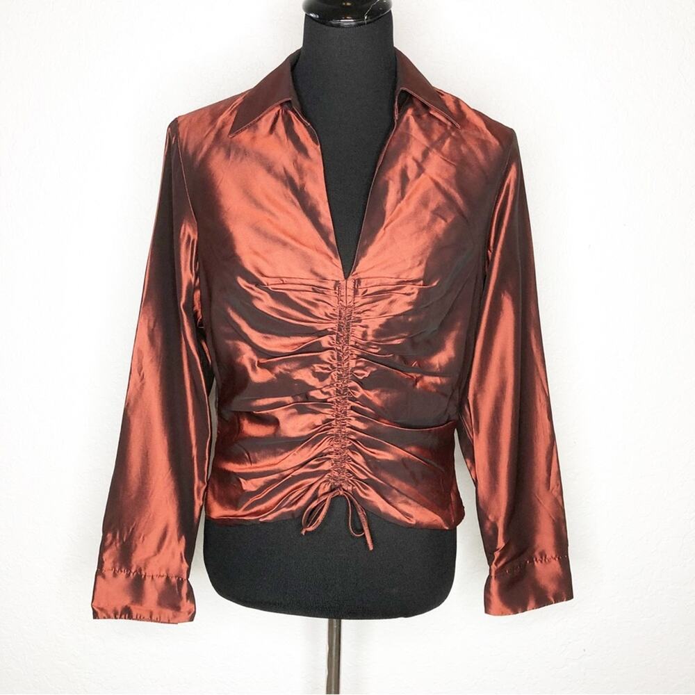David Meister red bronze metallic formal top / jacket size 10